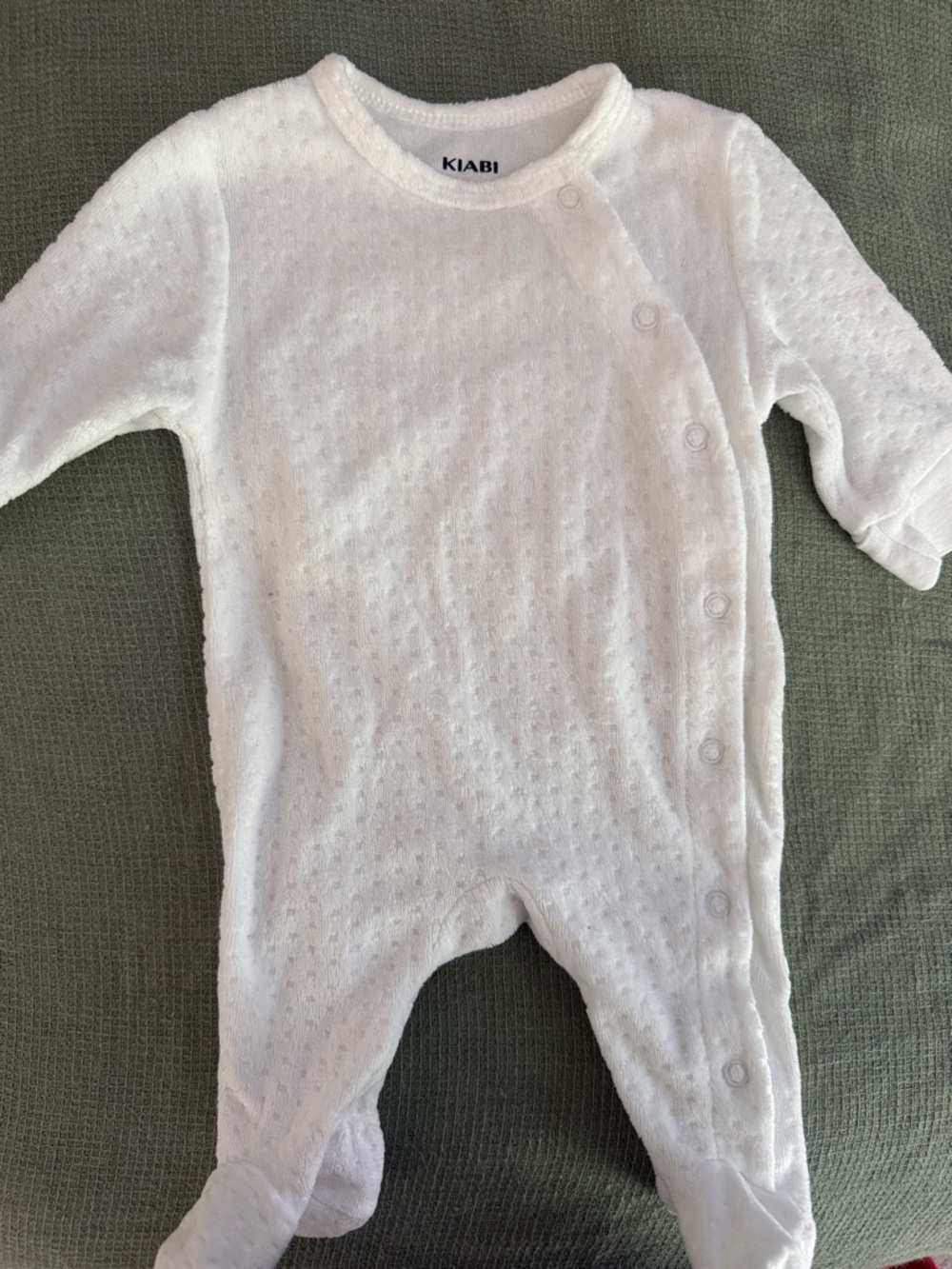 Kiabi White Textured Footed One-Piece for Babies